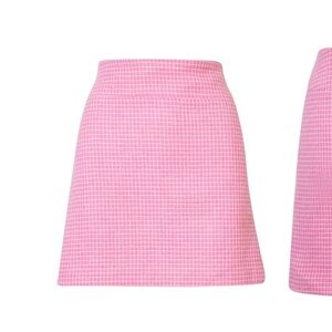 Tibi vintage wool pink checkered mini skirt